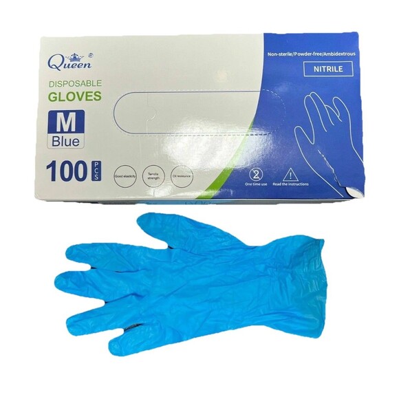 2 Boxes Nitrile disposable gloves 100 Blue Powder Free Medium cleaning salons - Picture 2 of 8